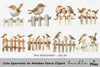 Cute Sparrows on Wooden Fence Clipart Bundle