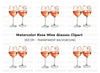 Two Glasses of Rose Wine Clipart Bundle