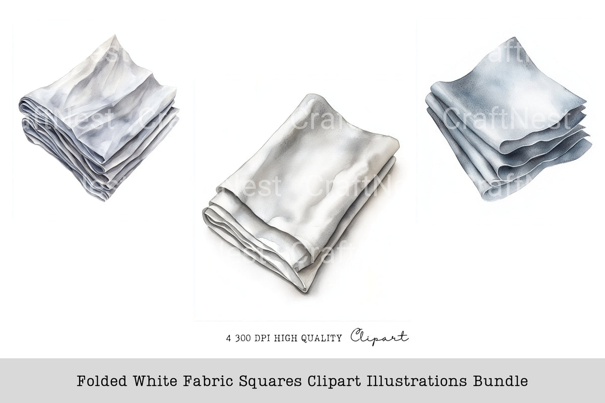 Folded White Fabric Squares Illustrations Clipart Bundle