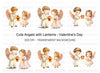 Cute Angel with Heart Lanterns Clipart Bundle