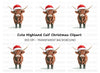 Festive Highland Calf Christmas Clipart Bundle