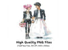 Punk Rock Wedding Couple Clipart Bundle