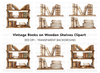 Stacked Books and Shelf Clipart Bundle