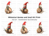 Red Hat Gnomes Riding Snails Clipart Bundle