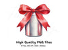 Red Bow on Silver Can Clipart Bundle