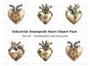 Rustic Steampunk Heart Clipart Bundle