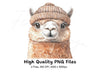 Cute Alpaca Winter Hat Clipart Bundle
