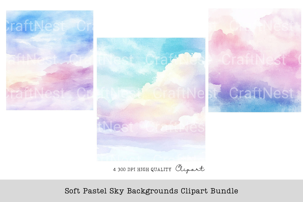 Soft Pastel Sky Backgrounds Clipart Bundle
