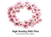 Pink Cherry Blossom Wreath Clipart Bundle