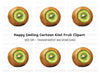 Scared Kiwi Fruit Cartoon Clipart Bundle