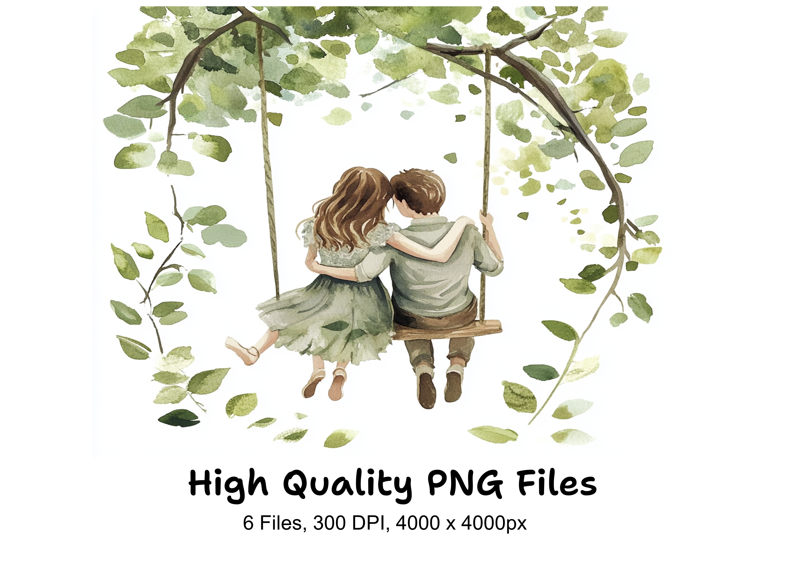 Couple Walking in Forest Clipart Bundle