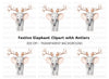 Cute Elephant with Reindeer Antlers Clipart Bundle