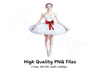 Elegant Ballerina in White Tutu Clipart Bundle