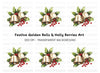Festive Bells and Holly Clipart Bundle