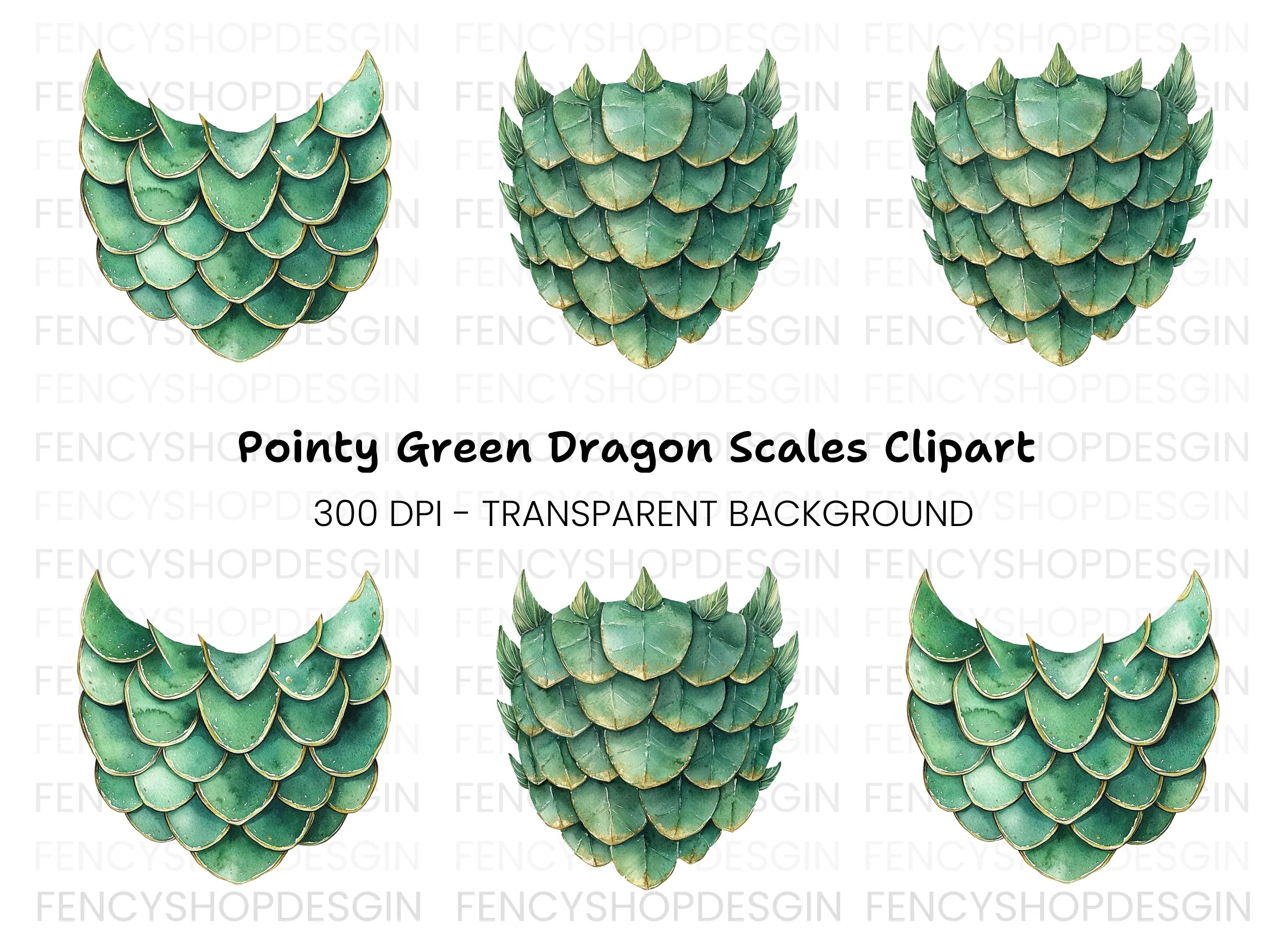 Green Dragon Scale Armor Clipart Bundle