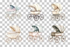 Vintage Baby Carriage Pram Clipart Bundle - CraftNest - Digital Crafting and Art
