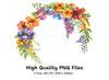 Vibrant Rainbow Flower Arch Clipart Bundle