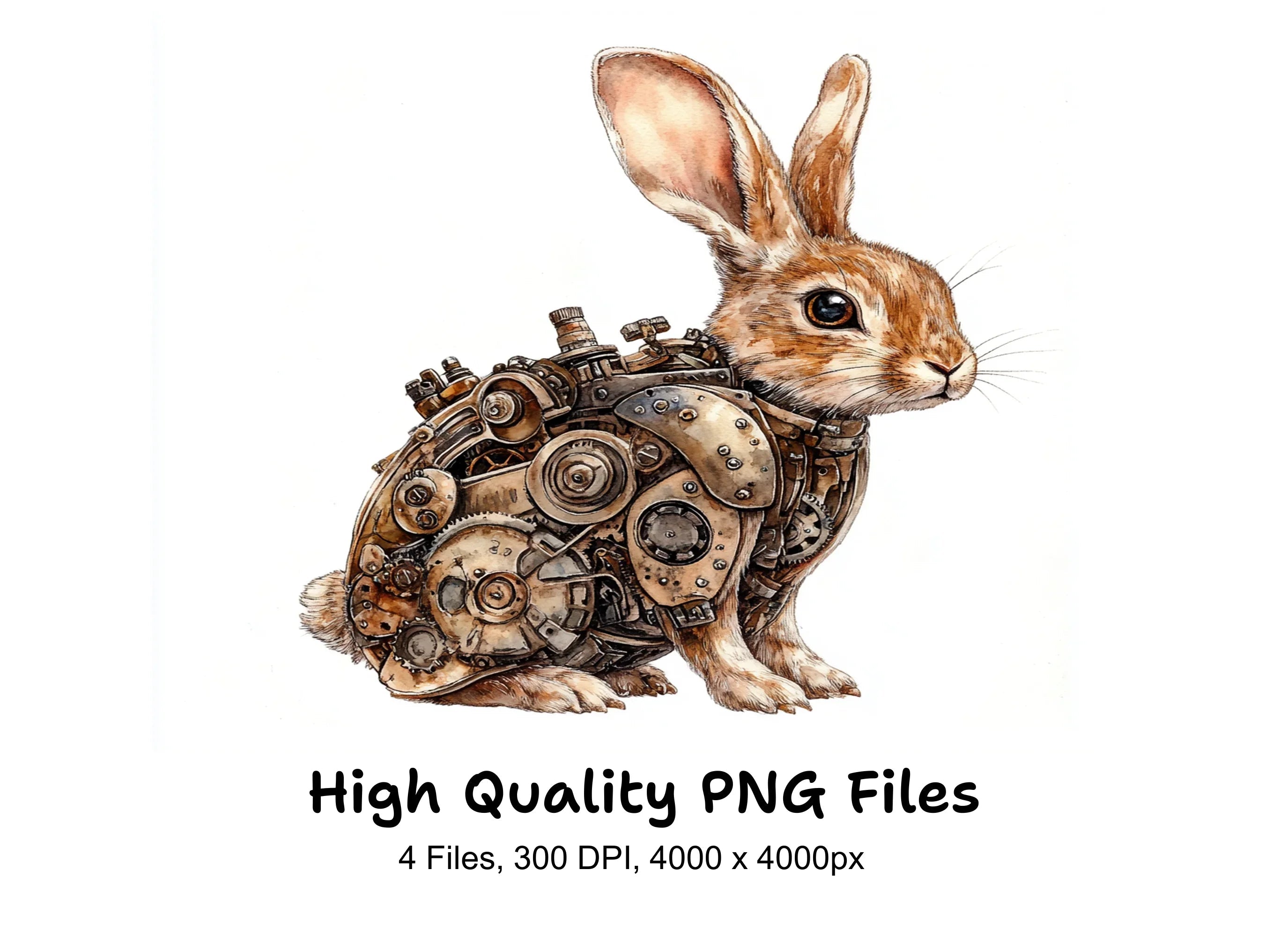 Rustic Steampunk Rabbit Clipart Bundle
