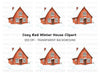 Red Winter House Clipart Bundle
