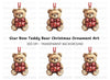 Festive Teddy Bear Christmas Decoration Clipart Bundle