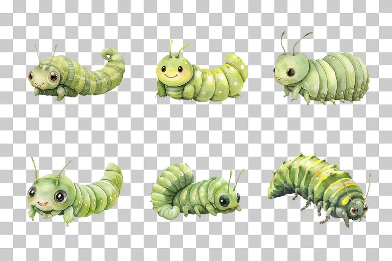 Cute Caterpillar Insect Clipart Bundle - CraftNest - Digital Crafting and Art