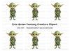 Cute Green Alien Creature Clipart Bundle