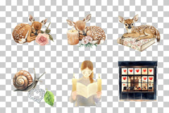 Sleeping Fawn with Rose Floral Clipart Bundle - CraftNest - Digital Crafting and Art