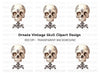 Ornate Floral Skull Clipart Bundle