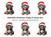 Cute Christmas Puppies with Santa Hats Clipart Bundle