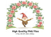 Joyful Gnomes with Rose Arches Clipart Bundle