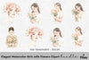 Elegant Girls with Flowers Clipart Bundle