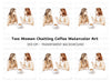 Two Women Chatting Over Coffee Clipart Bundle