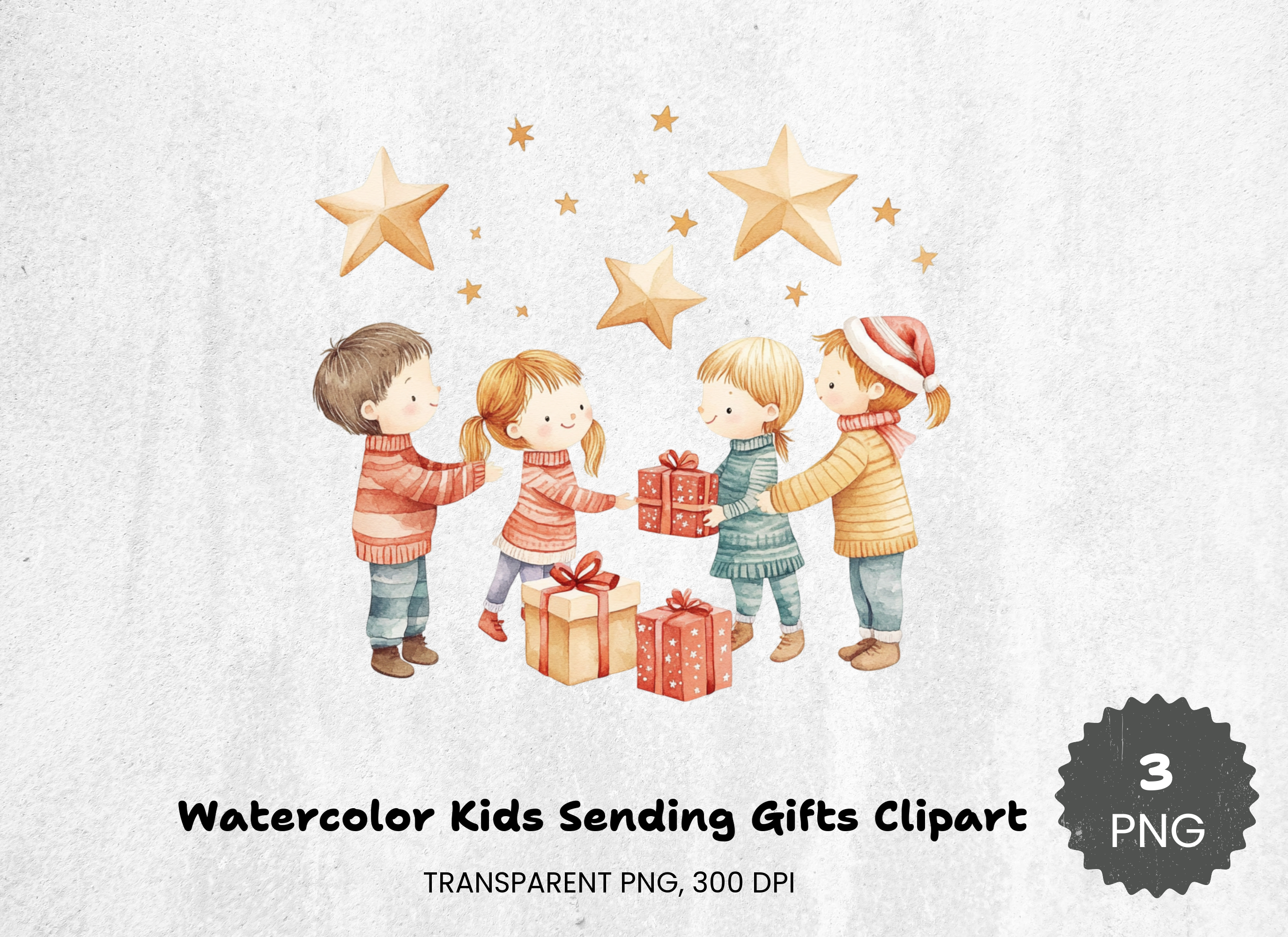 Kids Sending Gifts Clipart Bundle