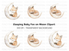Cute Sleeping Fox on Moon Clipart Bundle