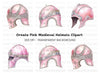 Fantasy Pink Knight Helmets Clipart Bundle