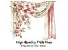 Pink Rose Magnolia Curtain Clipart Bundle
