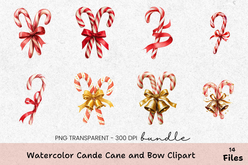 Candy Cane and Bow Clipart Bundle - CraftNest - Digital Crafting and Art