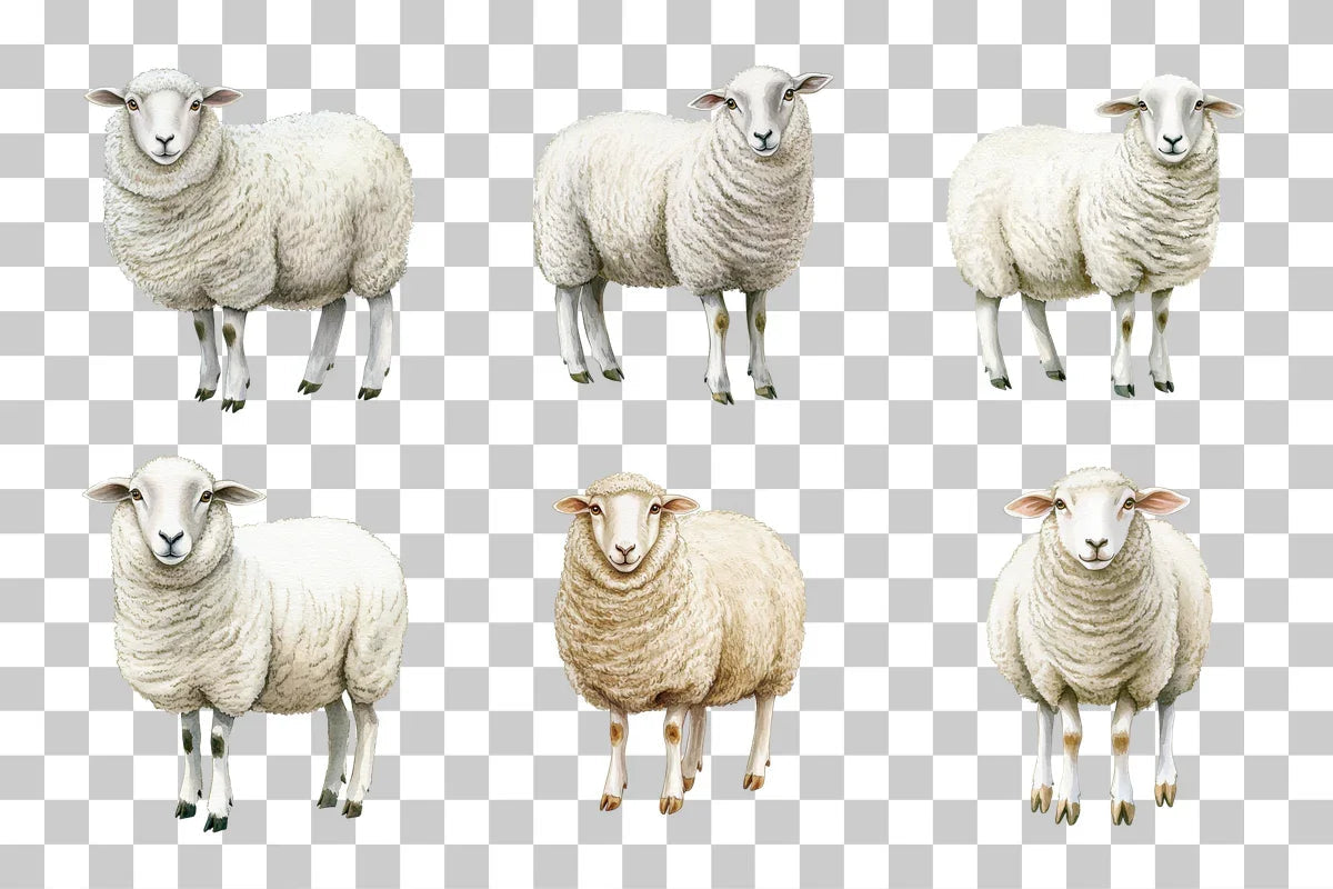 Cartoon Sheep Farm Animal Clipart Bundle - CraftNest - Digital Crafting and Art