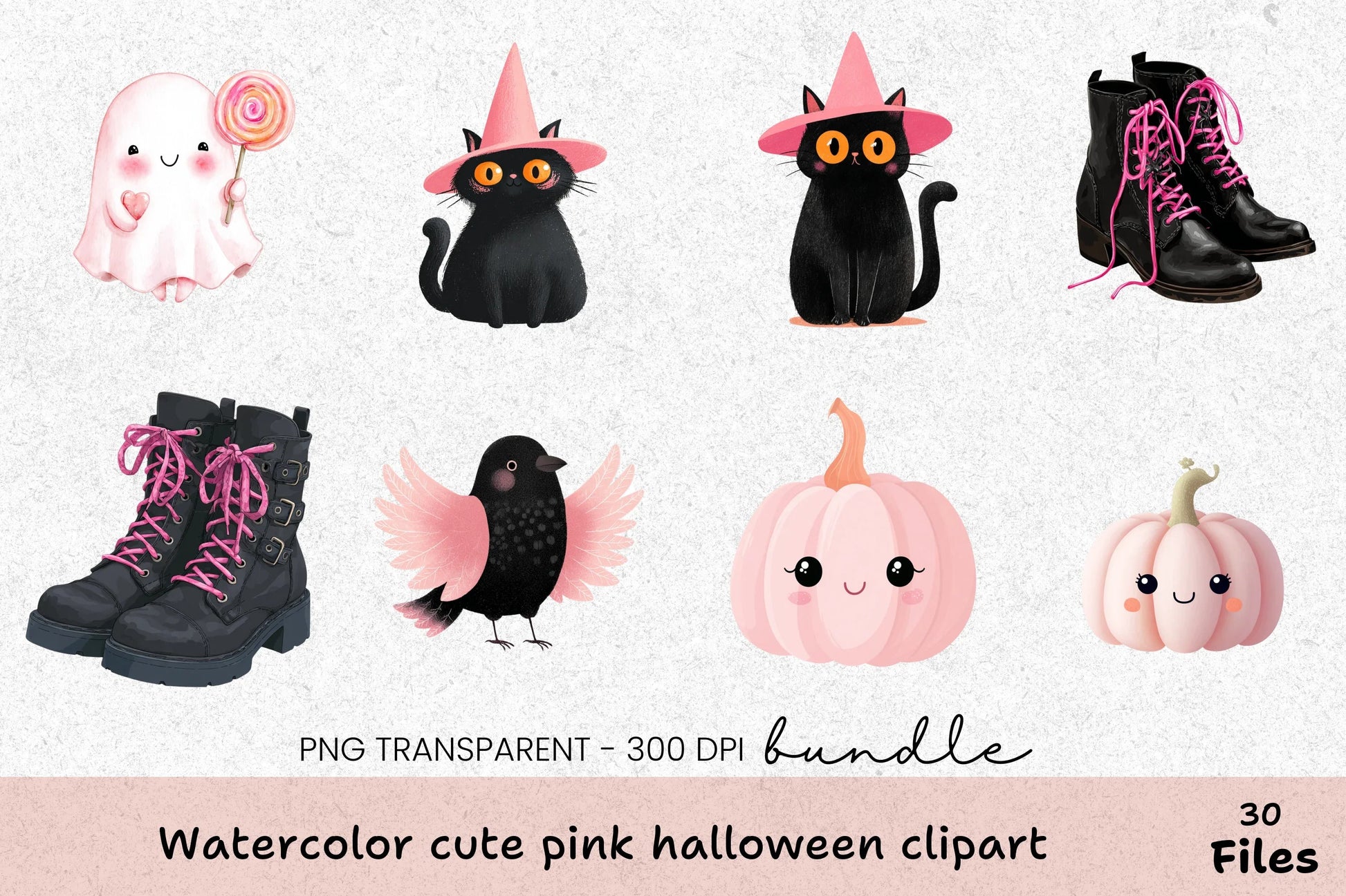 Cute Pink Halloween Clipart Bundle - CraftNest - Digital Crafting and Art