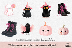 Cute Pink Halloween Clipart Bundle - CraftNest - Digital Crafting and Art