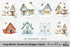 Cozy Winter Houses Cottages Clipart Bundle