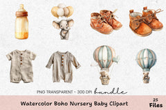 Boho Nursery Baby Clipart Bundle - CraftNest - Digital Crafting and Art