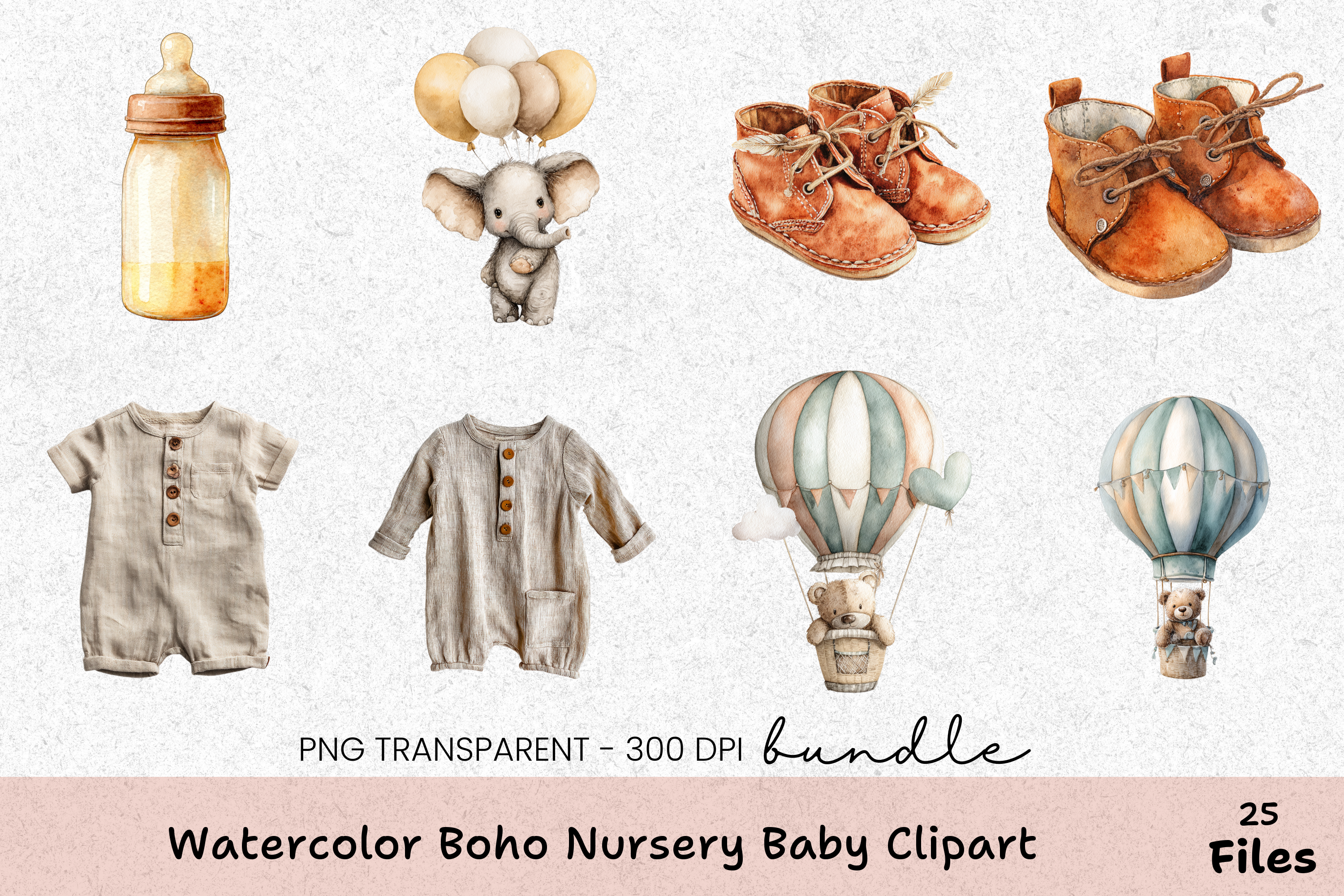 Boho Nursery Baby Clipart Bundle