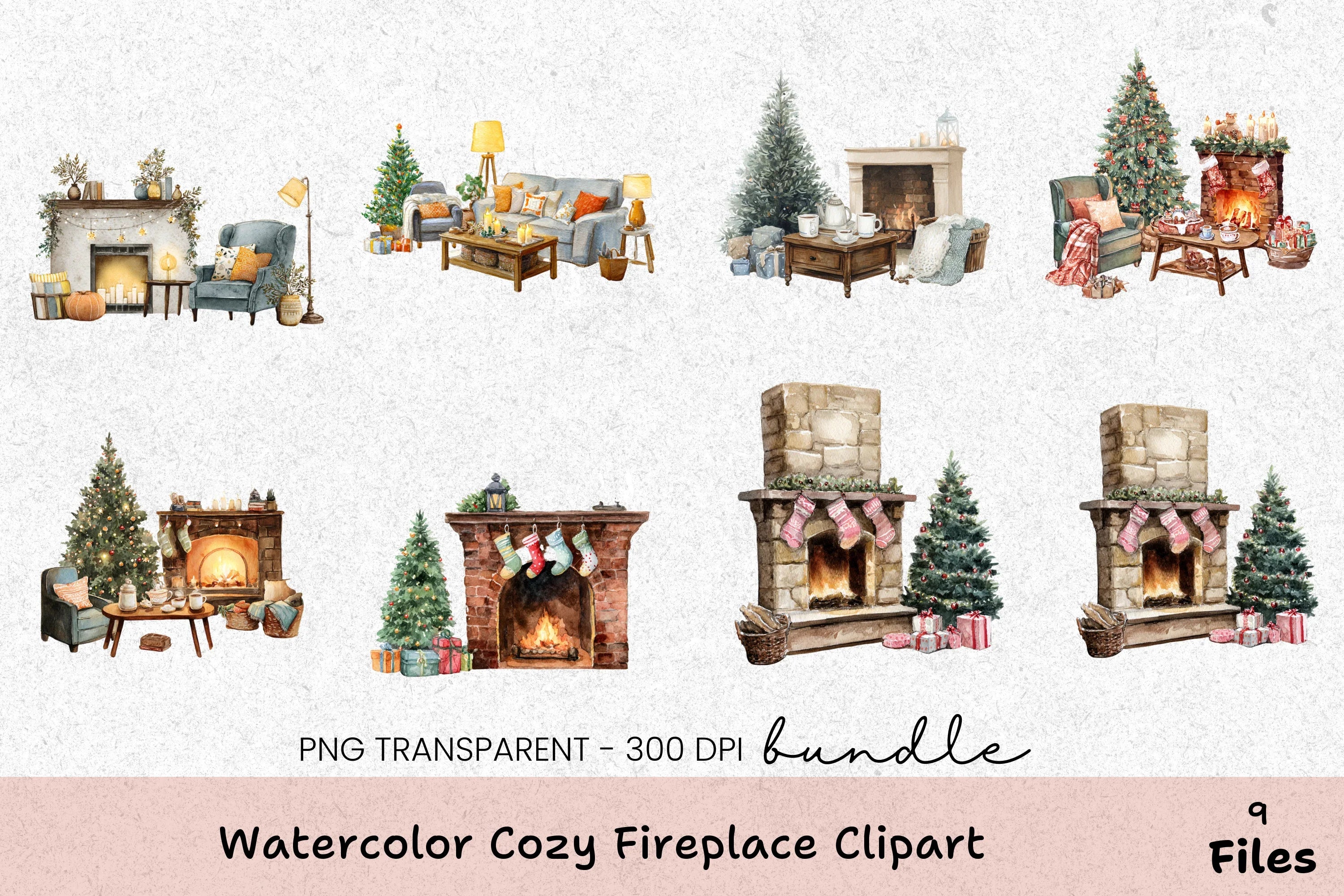 Cozy Fireplace Clipart Bundle - CraftNest - Digital Crafting and Art