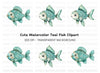 Whimsical Blue Fish Clipart Bundle