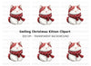 Cute Christmas Cat with Red Scarf Clipart Bundle