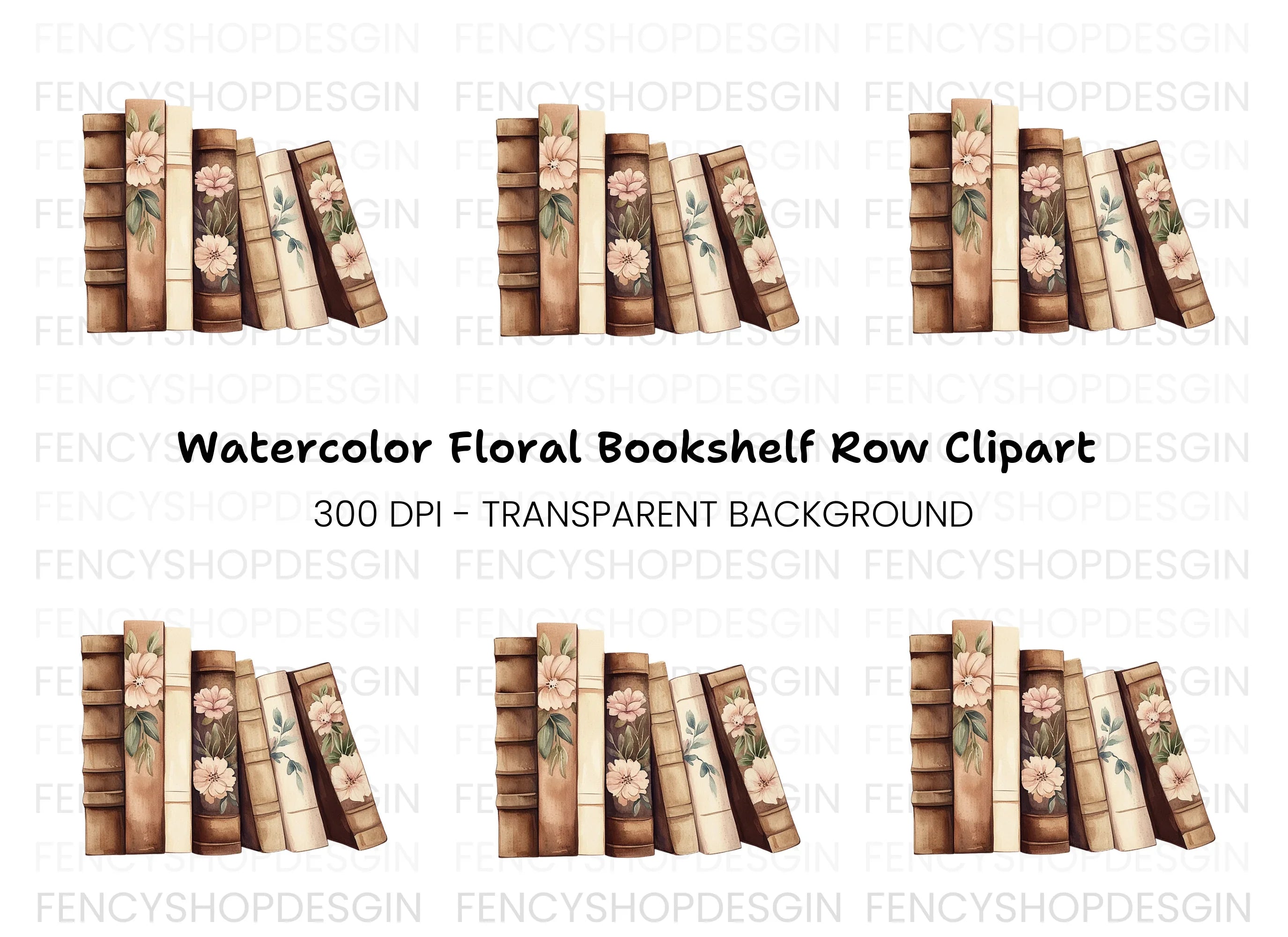 Vintage Floral Books Clipart Bundle