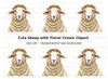 Cute Sheep with Flower Crown Clipart Bundle