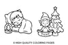 Christmas Elf and Sleeping Child Coloring Books