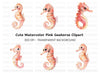 Pink and Orange Seahorse Clipart Bundle
